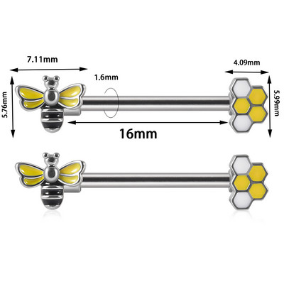 CHUANCI 1 ζεύγος χειρουργικό ατσάλι σε σχήμα καρδιάς Δαχτυλίδι θηλής με μπάρα Δαχτυλίδι θηλή Δαχτυλίδι για διάτρηση σώματος κοσμήματα 14G