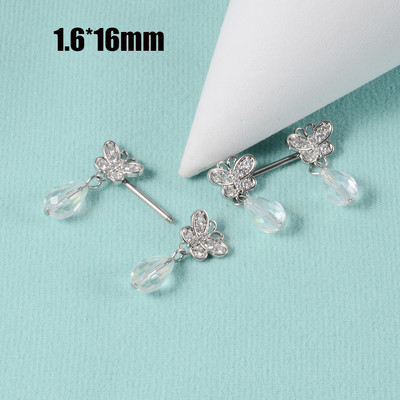 CHUANCI 1 ζεύγος χειρουργικό ατσάλι σε σχήμα καρδιάς Δαχτυλίδι θηλής με μπάρα Δαχτυλίδι θηλή Δαχτυλίδι για διάτρηση σώματος κοσμήματα 14G