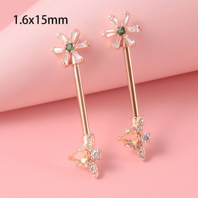 CHUANCI 1 ζεύγος χειρουργικό ατσάλι σε σχήμα καρδιάς Δαχτυλίδι θηλής με μπάρα Δαχτυλίδι θηλή Δαχτυλίδι για διάτρηση σώματος κοσμήματα 14G