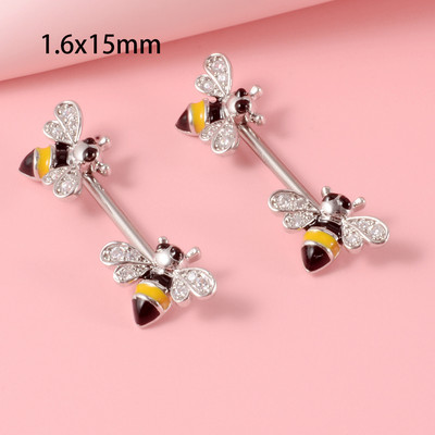 CHUANCI 1 ζεύγος χειρουργικό ατσάλι σε σχήμα καρδιάς Δαχτυλίδι θηλής με μπάρα Δαχτυλίδι θηλή Δαχτυλίδι για διάτρηση σώματος κοσμήματα 14G