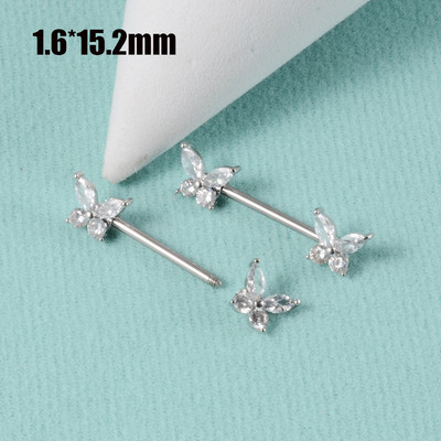 CHUANCI 1 ζεύγος χειρουργικό ατσάλι σε σχήμα καρδιάς Δαχτυλίδι θηλής με μπάρα Δαχτυλίδι θηλή Δαχτυλίδι για διάτρηση σώματος κοσμήματα 14G