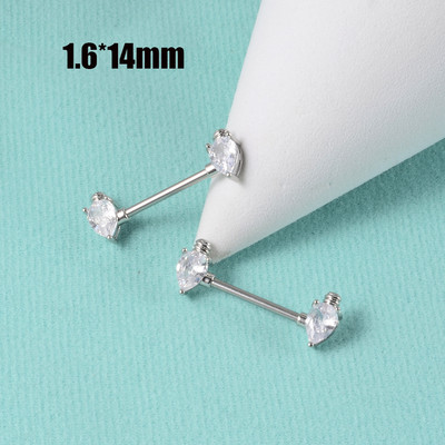 CHUANCI 1 ζεύγος χειρουργικό ατσάλι σε σχήμα καρδιάς Δαχτυλίδι θηλής με μπάρα Δαχτυλίδι θηλή Δαχτυλίδι για διάτρηση σώματος κοσμήματα 14G