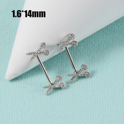 CHUANCI 1 ζεύγος χειρουργικό ατσάλι σε σχήμα καρδιάς Δαχτυλίδι θηλής με μπάρα Δαχτυλίδι θηλή Δαχτυλίδι για διάτρηση σώματος κοσμήματα 14G