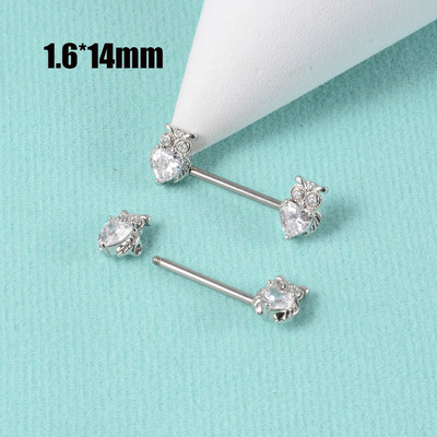 CHUANCI 1 ζεύγος χειρουργικό ατσάλι σε σχήμα καρδιάς Δαχτυλίδι θηλής με μπάρα Δαχτυλίδι θηλή Δαχτυλίδι για διάτρηση σώματος κοσμήματα 14G