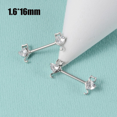 CHUANCI 1 ζεύγος χειρουργικό ατσάλι σε σχήμα καρδιάς Δαχτυλίδι θηλής με μπάρα Δαχτυλίδι θηλή Δαχτυλίδι για διάτρηση σώματος κοσμήματα 14G