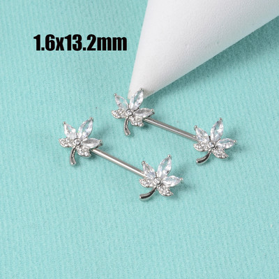 CHUANCI 1 ζεύγος χειρουργικό ατσάλι σε σχήμα καρδιάς Δαχτυλίδι θηλής με μπάρα Δαχτυλίδι θηλή Δαχτυλίδι για διάτρηση σώματος κοσμήματα 14G