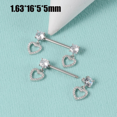 CHUANCI 1 ζεύγος χειρουργικό ατσάλι σε σχήμα καρδιάς Δαχτυλίδι θηλής με μπάρα Δαχτυλίδι θηλή Δαχτυλίδι για διάτρηση σώματος κοσμήματα 14G