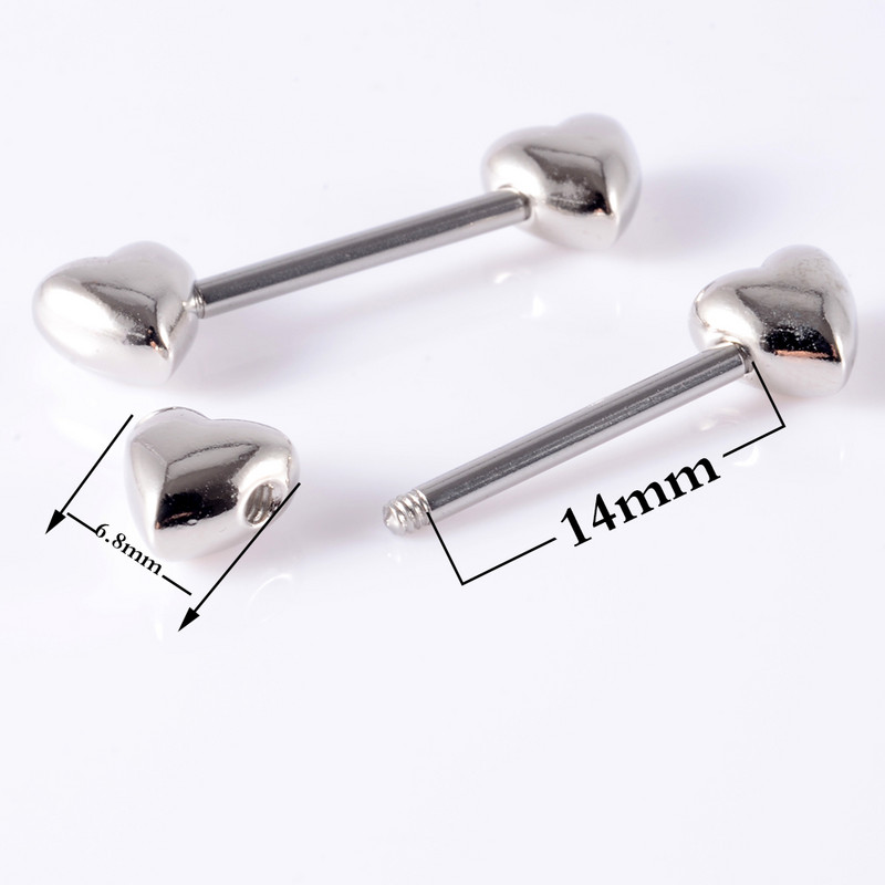 CHUANCI 1 ζεύγος χειρουργικό ατσάλι σε σχήμα καρδιάς Δαχτυλίδι θηλής με μπάρα Δαχτυλίδι θηλή Δαχτυλίδι για διάτρηση σώματος κοσμήματα 14G
