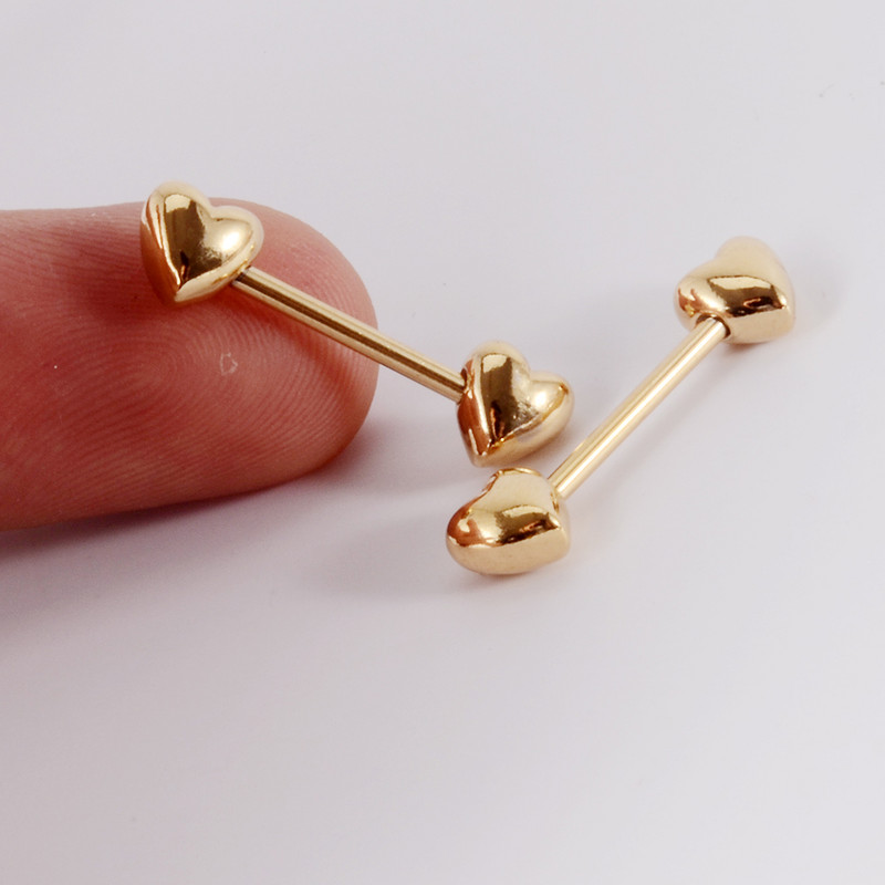 CHUANCI 1 ζεύγος χειρουργικό ατσάλι σε σχήμα καρδιάς Δαχτυλίδι θηλής με μπάρα Δαχτυλίδι θηλή Δαχτυλίδι για διάτρηση σώματος κοσμήματα 14G