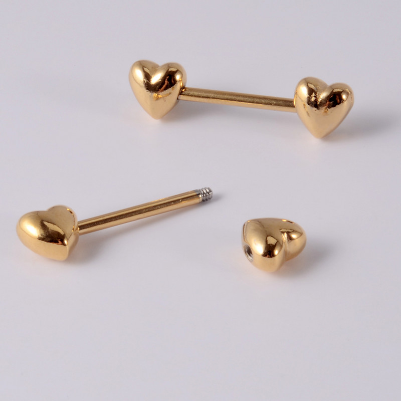 CHUANCI 1 ζεύγος χειρουργικό ατσάλι σε σχήμα καρδιάς Δαχτυλίδι θηλής με μπάρα Δαχτυλίδι θηλή Δαχτυλίδι για διάτρηση σώματος κοσμήματα 14G