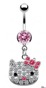 Romantiline roosa kõht augustamine pannal nabaküüs kassipea Dragonfly püstol liblikas kõhu nööp rõngad augustavad ehted