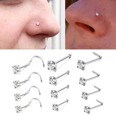 1PC модни кристали от неръждаема стомана за пиърсинг на преградата на носа 20G мини пръстен за нос Обеци с шипове Бижута за пиърсинг на тялото за жени