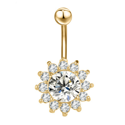 1 komad prstena za trbuh od nehrđajućeg čelika zlatne boje Cvjetno srce CZ kristalno prstenje za pupak Leptir piercing za pupak 14G