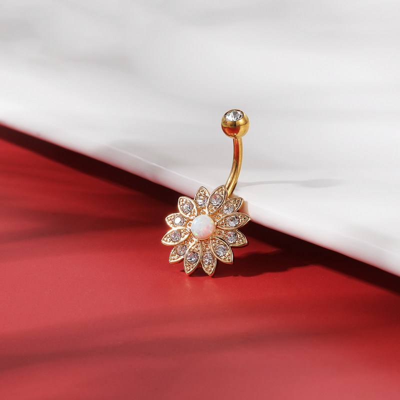 1 komad prstena za trbuh od nehrđajućeg čelika zlatne boje Cvjetno srce CZ kristalno prstenje za pupak Leptir piercing za pupak 14G