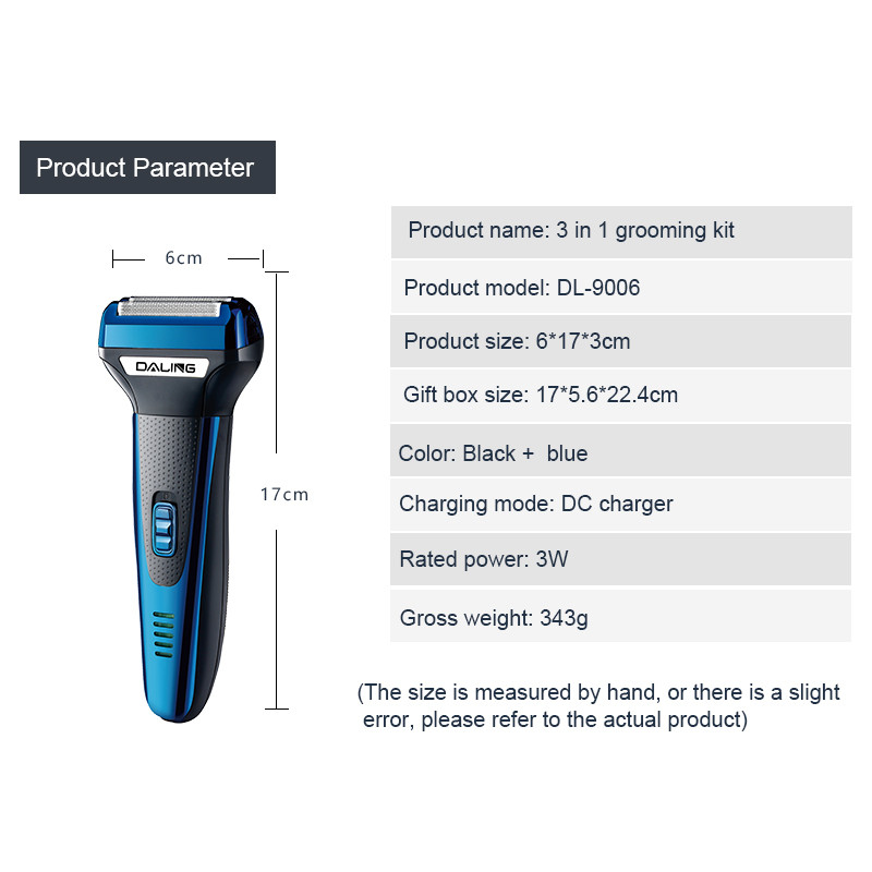 Komplet za njegu 3u1 Električni brijač za muškarce Punjivi trimer za bradu i kosu Električni brijač Stroj za brijanje lica i tijela