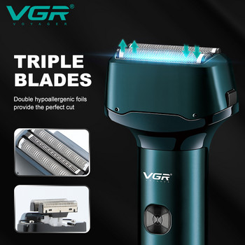 VGR V-371 Миеща се IPX5 акумулаторна професионална електрическа самобръсначка с фолио за мъже Vgr Машина за подстригване Мъжка машина за бръснене