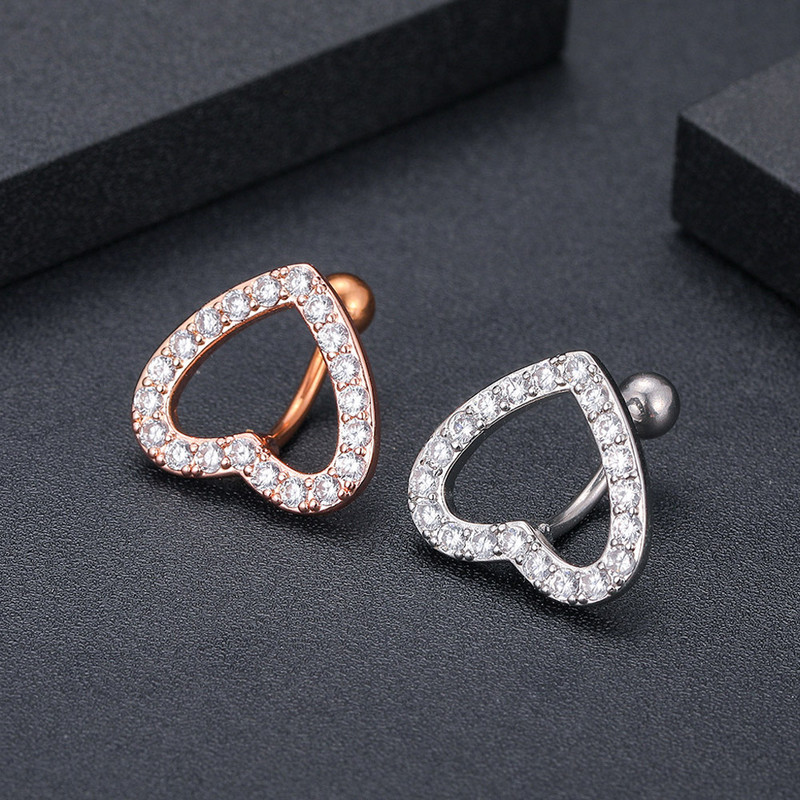 Big Heart Belly Piercing Prsten za pupak Reversed Bar Uteg Steel Piercing za pupak Novi stil Seksi prsteni za piercing za pupak