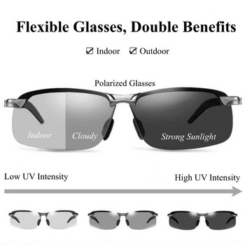 Поляризирани слънчеви очила Очила за нощно виждане Мъжки очила против отблясъци Driving Goggle Half Frame For Driver UV375 Day Night Glasses