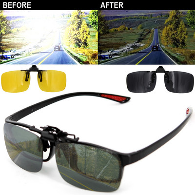 Γυαλιά οδήγησης αυτοκινήτου Anti-UVA UVB Polarized Sun Glasses Driving Night Vision Lens Clip on γυαλιά ηλίου Εσωτερικά αξεσουάρ ταξιδιού