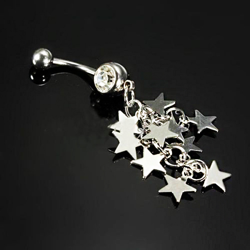 Pikad rippuvad nööbist rõngad Star Butterfly ripats, naba augustamine Ombligo Oreja 1,6*10 mm, Bohemia stiilis naistele