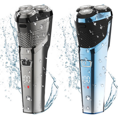 Безжична електрическа самобръсначка за мокро и сухо бръснене за мъже брада електрическа самобръсначка за лице мощна ротационна машина за бръснене акумулаторна