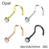 1db Opál Orrgyűrű Fülbevaló Csont Orr Stud Rozsdamentes Acél Punk Piercing Nariz indiai csavar Férfi Női Fekete Testékszer 20G