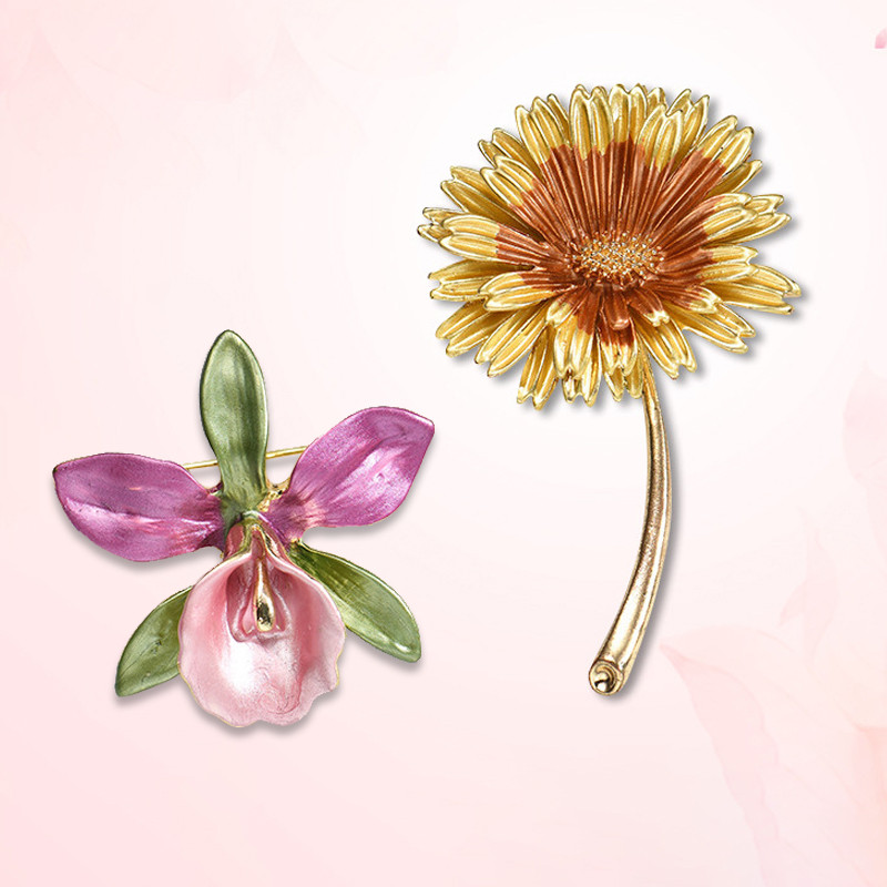 Daisy Gėlių Emalio Atvartas Smeigtukas Moteriškos Sagės Mados Sagės Vestuvės Ženkliukas Puokštė Drabužiai Papuošalai Aksesuarai Dovana