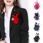 Νέο πουπουλένιο κορσάζ Χειροποίητο κομμωτήριο υφασμάτινο καρφίτσα καρφίτσας λουλούδι για γυναικείο φόρεμα καρφίτσα γιακά πέτο Αξεσουάρ για νυφικά ρούχα