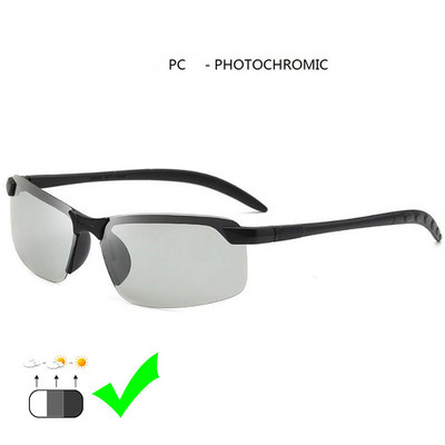 2022. gada alumīnija bezmalu fotohromas saulesbrilles vīriešiem polarizētas dienas nakts braukšanas brilles Chameleon Anti-Glare gafas de sol hombre