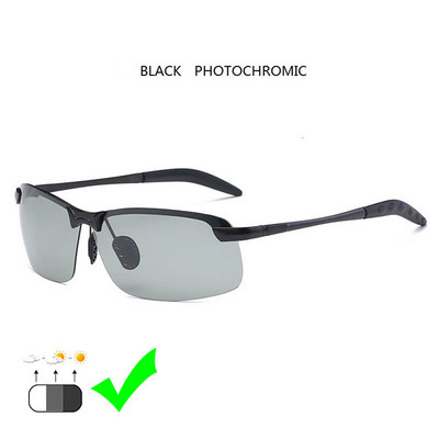2022. gada alumīnija bezmalu fotohromas saulesbrilles vīriešiem polarizētas dienas nakts braukšanas brilles Chameleon Anti-Glare gafas de sol hombre