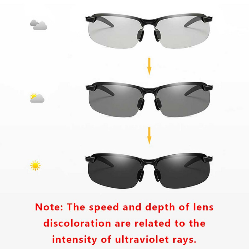 2022 m. aliuminio ratlankiai fotochrominiai akiniai nuo saulės Vyriški poliarizuoti dienos naktiniai vairavimo akiniai Chameleon Anti-Glare gafas de sol hombre