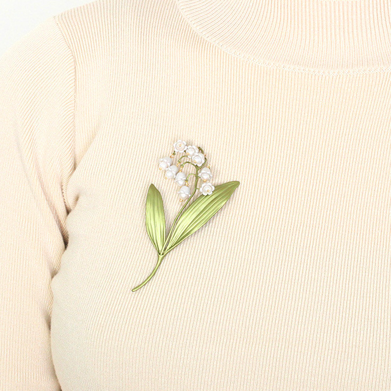 Νέο Lily Of The Valley Flower Corsage καρφίτσα καρφίτσα Γυναικεία γαμήλια δεξίωση Αξεσουάρ παράνυμφων Καρφίτσες Κοσμήματα