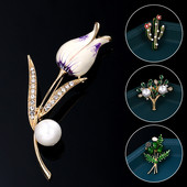 Modni broševi s bisernim cvijetom Elegantna žena Retro broševi s kamenčićima Igle Vjenčani nakit Odjevni dodaci