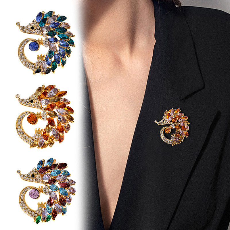 Nauji miela ežiuko sagė, madingi krištolo krištolinio emalio smeigtukai, skirti moterims, mergaitėms, gyvūnų papuošalų aksesuarai