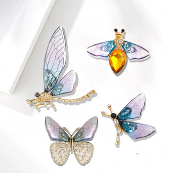 Μόδα Rhinestone Crystal Dragonfly Butterfly Bee καρφίτσα Γυναικεία Vintage Κομψή καρφίτσα από έντομα παλτό φόρεμα αξεσουάρ