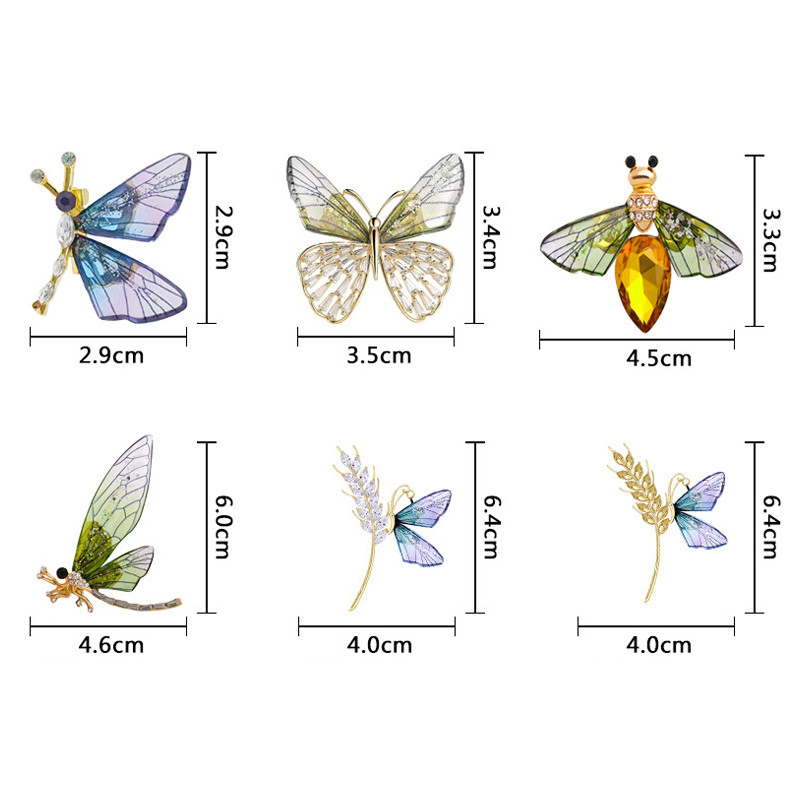 Modni vještački dijamant, kristalni vilin konjic, leptir, pčela, broš, ženski vintage, elegantni broš s kukcima, dodaci za kaput, pokloni