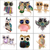 Μόδα κουκουβάγια καρφίτσες Ζώα Γυναικεία Ανδρικά Ρούχα Κασκόλ Πόρπη Γιακά Κοσμήματα Καρφίτσες Σήμα Μπλε Μάτια Σμάλτο Καρφίτσα από στρας