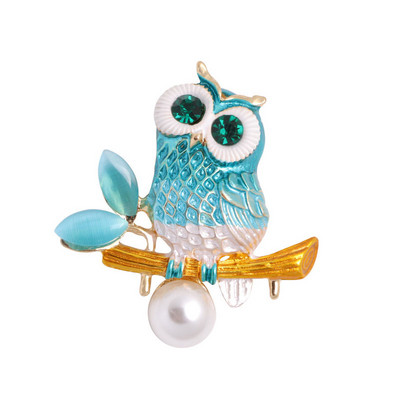 Μόδα κουκουβάγια καρφίτσες Ζώα Γυναικεία Ανδρικά Ρούχα Κασκόλ Πόρπη Γιακά Κοσμήματα Καρφίτσες Σήμα Μπλε Μάτια Σμάλτο Καρφίτσα από στρας