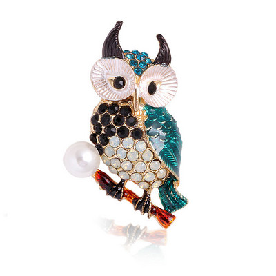 Μόδα κουκουβάγια καρφίτσες Ζώα Γυναικεία Ανδρικά Ρούχα Κασκόλ Πόρπη Γιακά Κοσμήματα Καρφίτσες Σήμα Μπλε Μάτια Σμάλτο Καρφίτσα από στρας