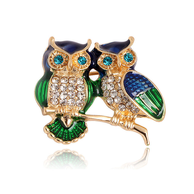 Μόδα κουκουβάγια καρφίτσες Ζώα Γυναικεία Ανδρικά Ρούχα Κασκόλ Πόρπη Γιακά Κοσμήματα Καρφίτσες Σήμα Μπλε Μάτια Σμάλτο Καρφίτσα από στρας