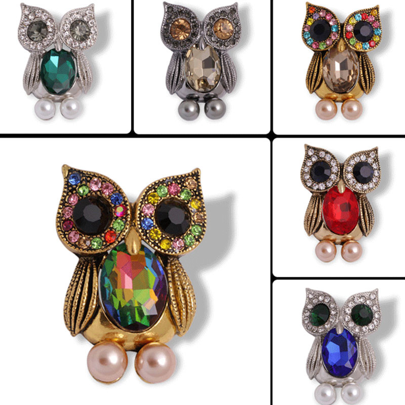 Μόδα κουκουβάγια καρφίτσες Ζώα Γυναικεία Ανδρικά Ρούχα Κασκόλ Πόρπη Γιακά Κοσμήματα Καρφίτσες Σήμα Μπλε Μάτια Σμάλτο Καρφίτσα από στρας