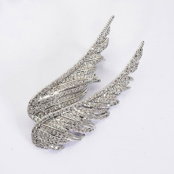 Модерна женска кристална брошка с ангелски крила, кристал, сребърен цвят, бижута, брошки за жени, брошка с пера, корсаж, емайлирани игли