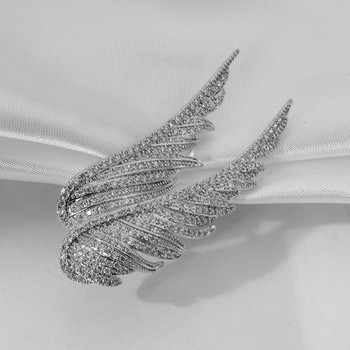 Модерна женска кристална брошка с ангелски крила, кристал, сребърен цвят, бижута, брошки за жени, брошка с пера, корсаж, емайлирани игли