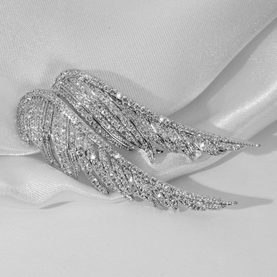 Divatos női kristály angyal szárnyak bross strassz ezüst színű ékszer melltűk nőknek toll bross fűző zománctűk