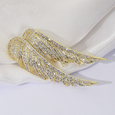 Divatos női kristály angyal szárnyak bross strassz ezüst színű ékszer melltűk nőknek toll bross fűző zománctűk