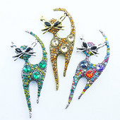 Kalnų krištolinis kačių sagės Moterims Mados Blizgantys krištoliniai gyvūnai Sagės Smeigtukai Korsažas Drabužiai Paltai Aksesuarai Papuošalai Dovanos