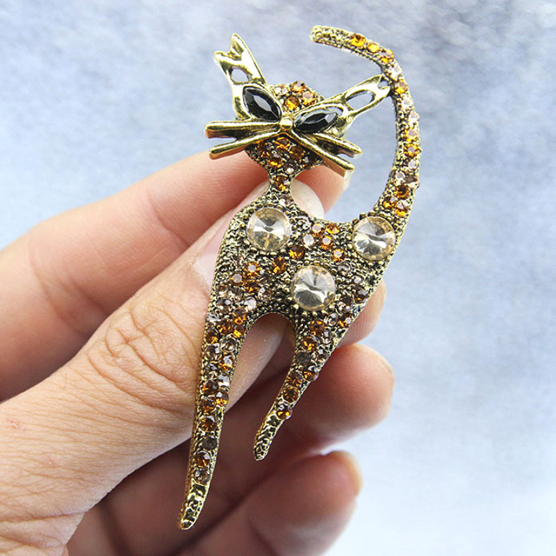 Kalnų krištolinis kačių sagės Moterims Mados Blizgantys krištoliniai gyvūnai Sagės Smeigtukai Korsažas Drabužiai Paltai Aksesuarai Papuošalai Dovanos