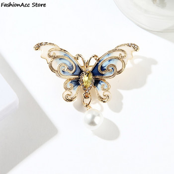 Брошки с кристални пеперуди Висококачествени кристали Брошки с кристални пеперуди Игли Дамски модни бижута