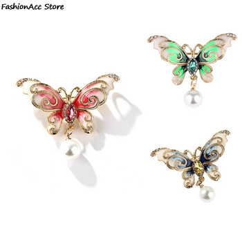 Брошки с кристални пеперуди Висококачествени кристали Брошки с кристални пеперуди Игли Дамски модни бижута