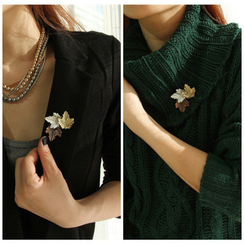 Vintage καρφίτσα με φύλλα σφενδάμου για γυναίκες Γοητευτική καρφίτσα Γυναικείο γιακά πέτο μεταλλική καρφίτσα μόδα κοσμήματα Δώρα Χριστουγεννιάτικη διακόσμηση